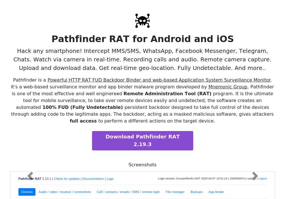 Pathfinder RAT for Android and iOS