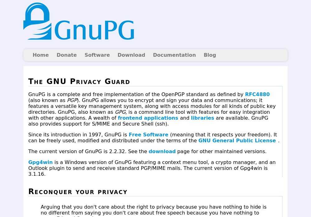 The GNU Privacy Guard